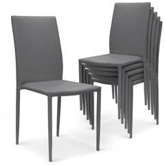 Set van 6 Modan PU grijze stapelbare stoelen