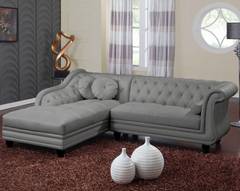 Canapé d'angle Brittish Gris style chesterfield
