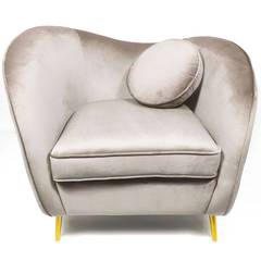 Altess Sessel mit goldenen Metallbeinen und Samtbezug Taupe