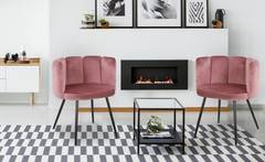 Lote de 2 sillas Amela terciopelo rosa patas color negro