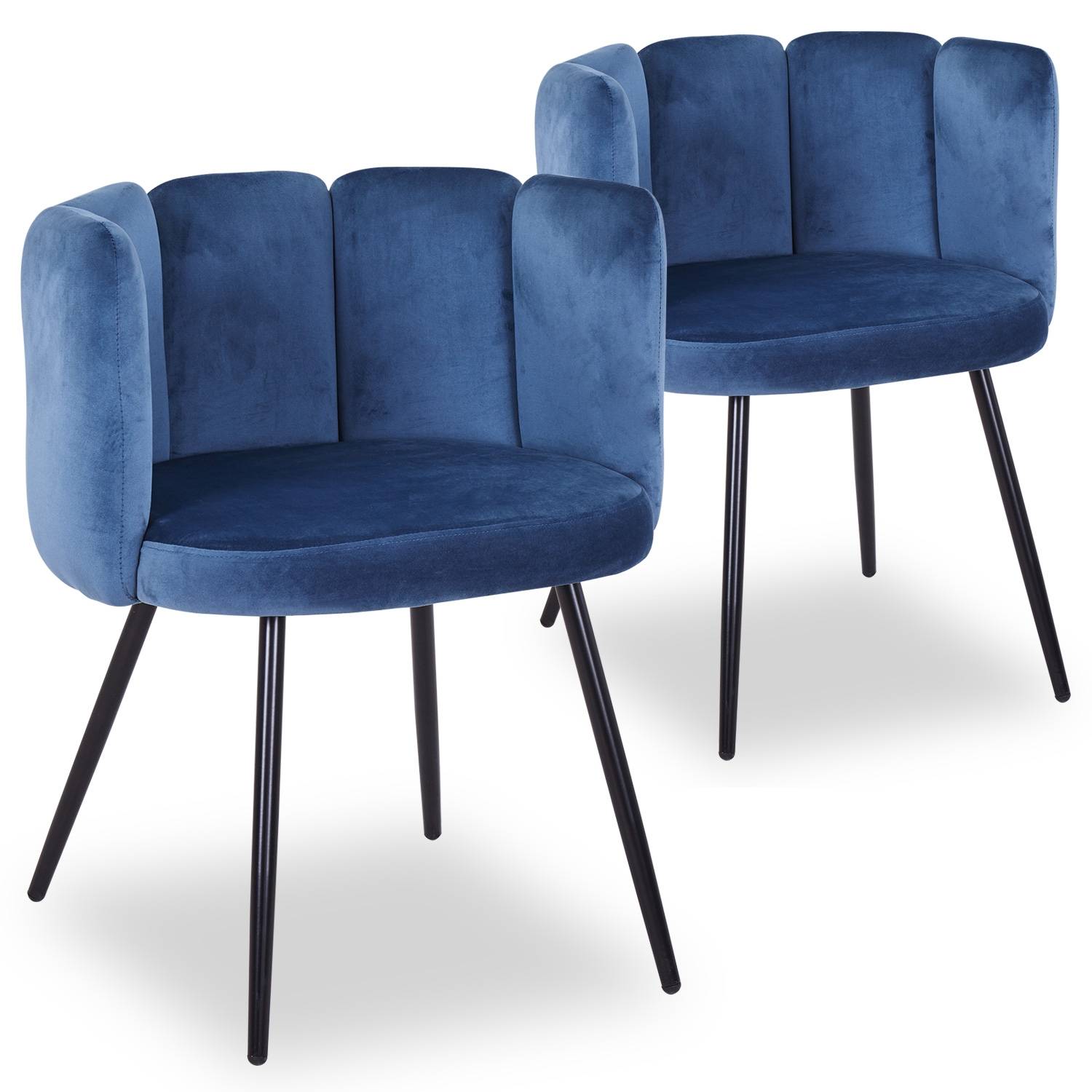 Set van 2 Amela blauwfluwelen stoelen