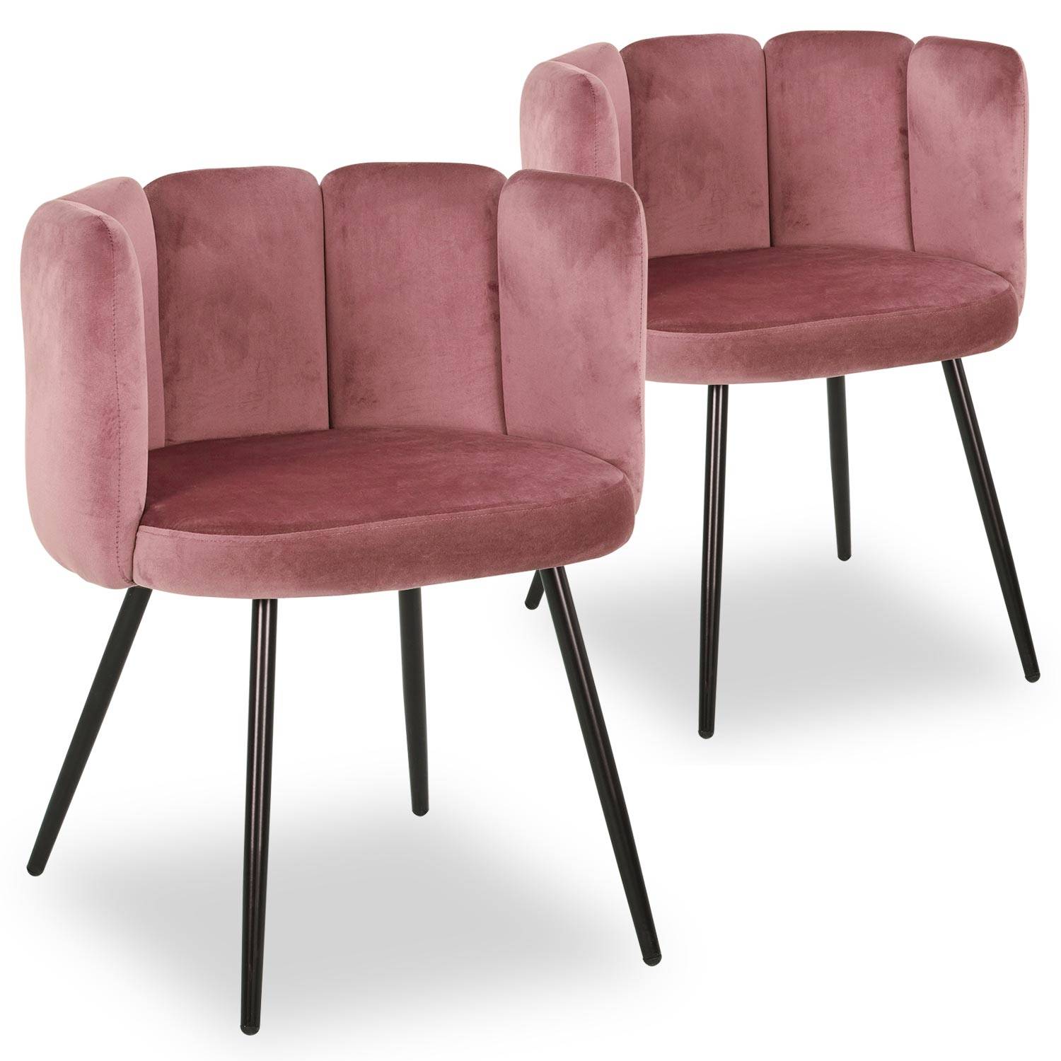 Verhogen noot strand Set van 2 roze Amela Velours stoelen