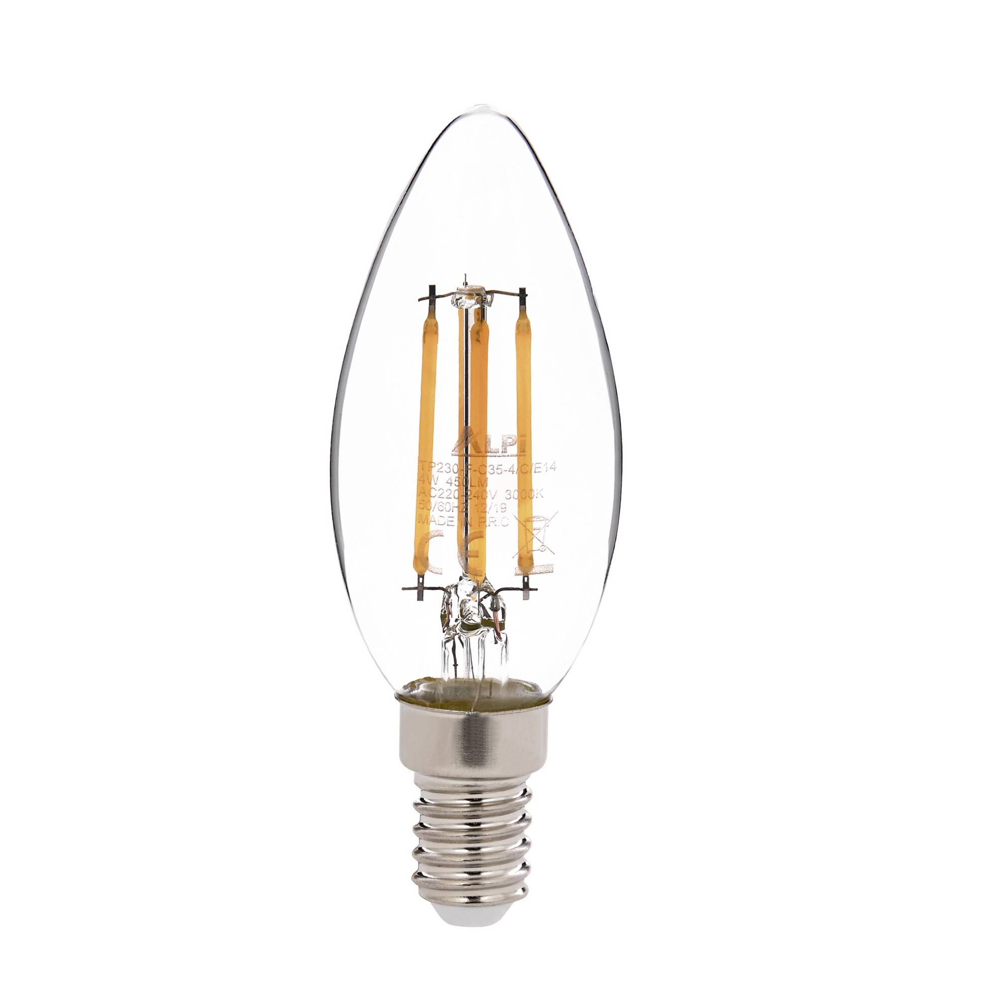 Ampoule flamme LED E14 Claritas 3000K 4 Watt Verre Transparent