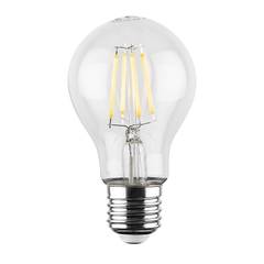 Una lampadina LED Claritas sferica di colore giallo caldo