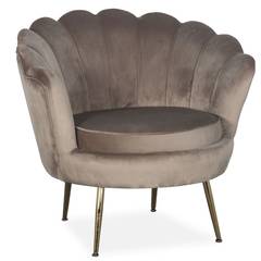 Andersen Fluwelen Taupe glamour boudoir stijl ronde fauteuil