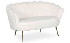 2-Sitzer-Sofa mit abgerundeten Kanten im glamourösen Boudoir-Stil Andersen Bouclé-Stoff Creme