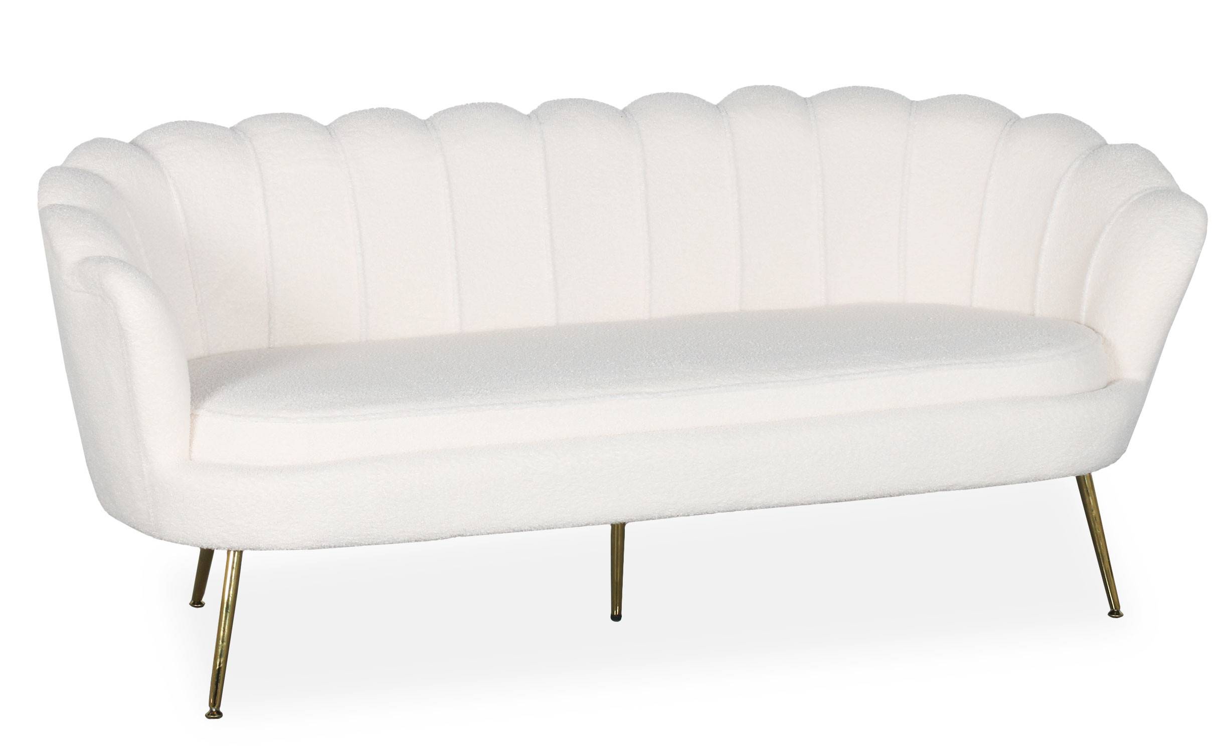 3-Sitzer-Sofa mit abgerundeten Kanten im glamourösen Boudoir-Stil Andersen Bouclé-Stoff Creme