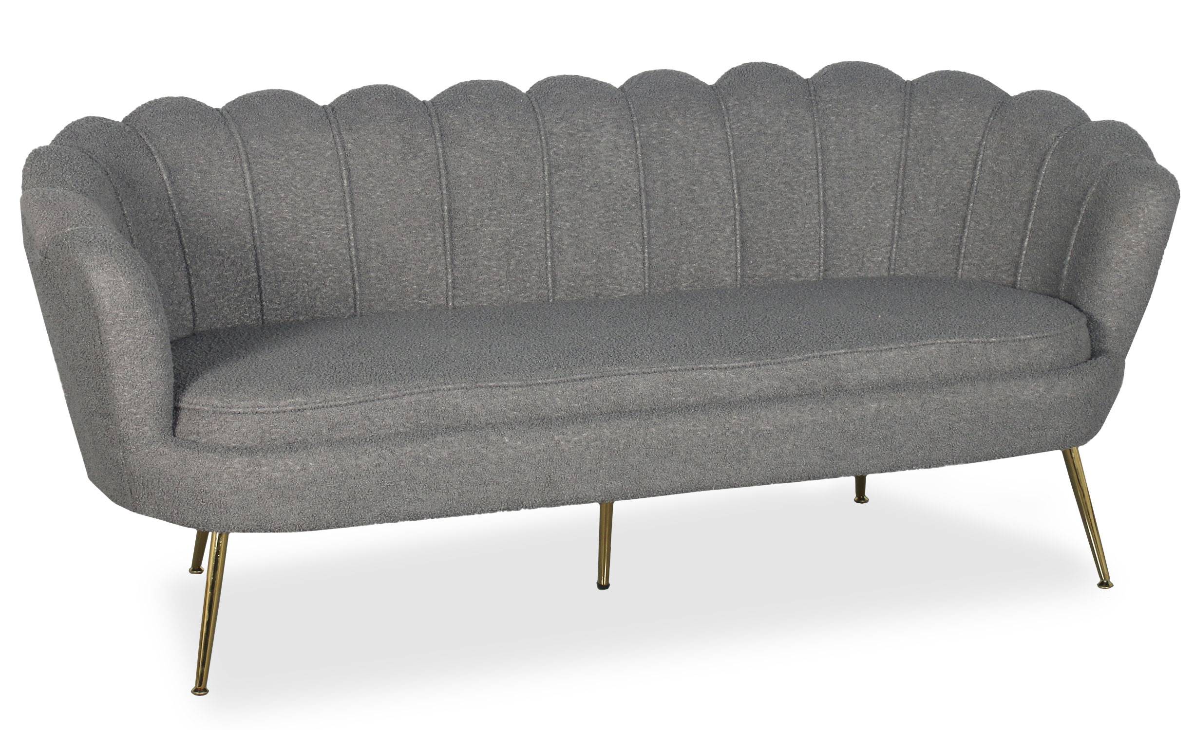 Abgerundetes 3-Sitzer-Sofa im glamourösen Boudoir-Stil Andersen Bouclé-Stoff Grau