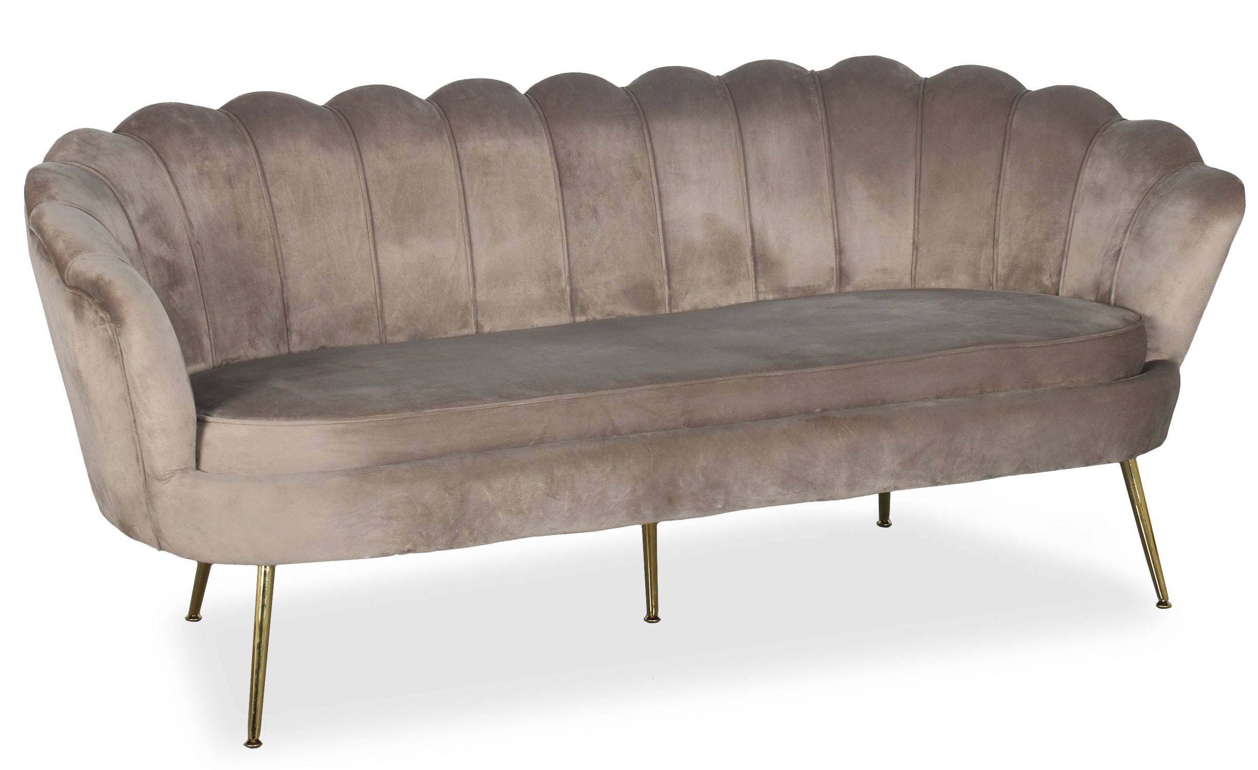 Abgerundetes 3-Sitzer-Sofa im glamourösen Boudoir-Stil Andersen Velours Taupe