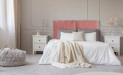 Cabecero Apolline para cama 135 cm en terciopelo rosa