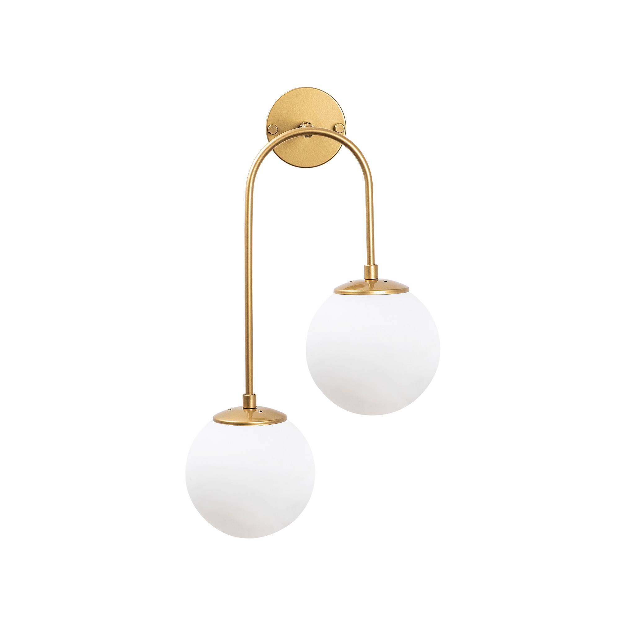 Sferische wandlamp 2 lampen asymmetrisch U-haak Bulla Ø30 x 59 cm Metaal Glanzend goudkleurig glas Wit 