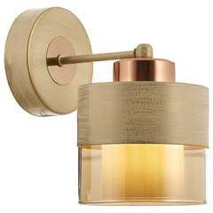 Lampada da parete Bistot H23cm Metallo oro antico e oro rosa e vetro ambra