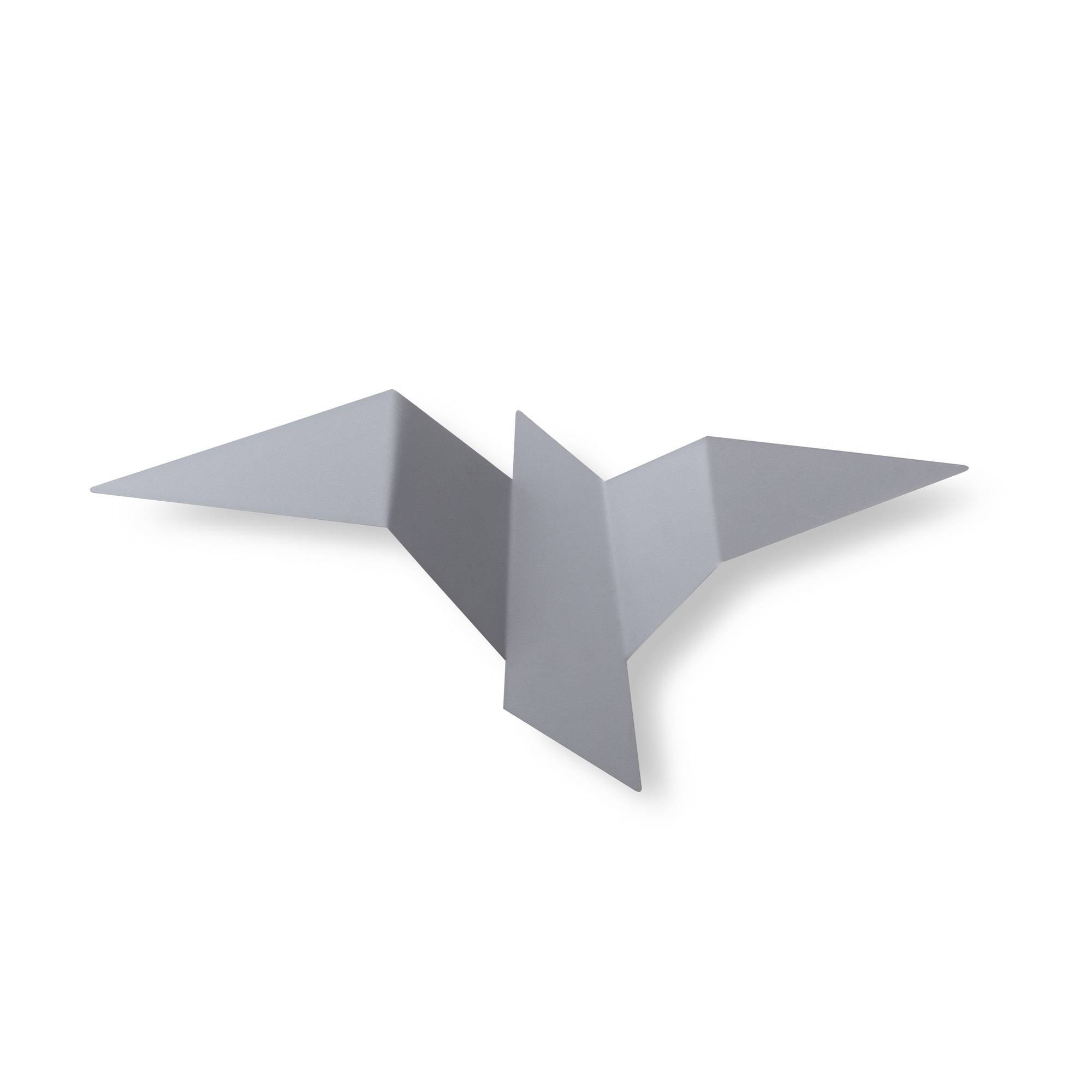 Applique murale design oiseau origami Garuda L56cm Métal Gris