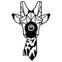 Filigraan wandlamp giraffe Apertura 35x54cm Hout en Metaal Zwart