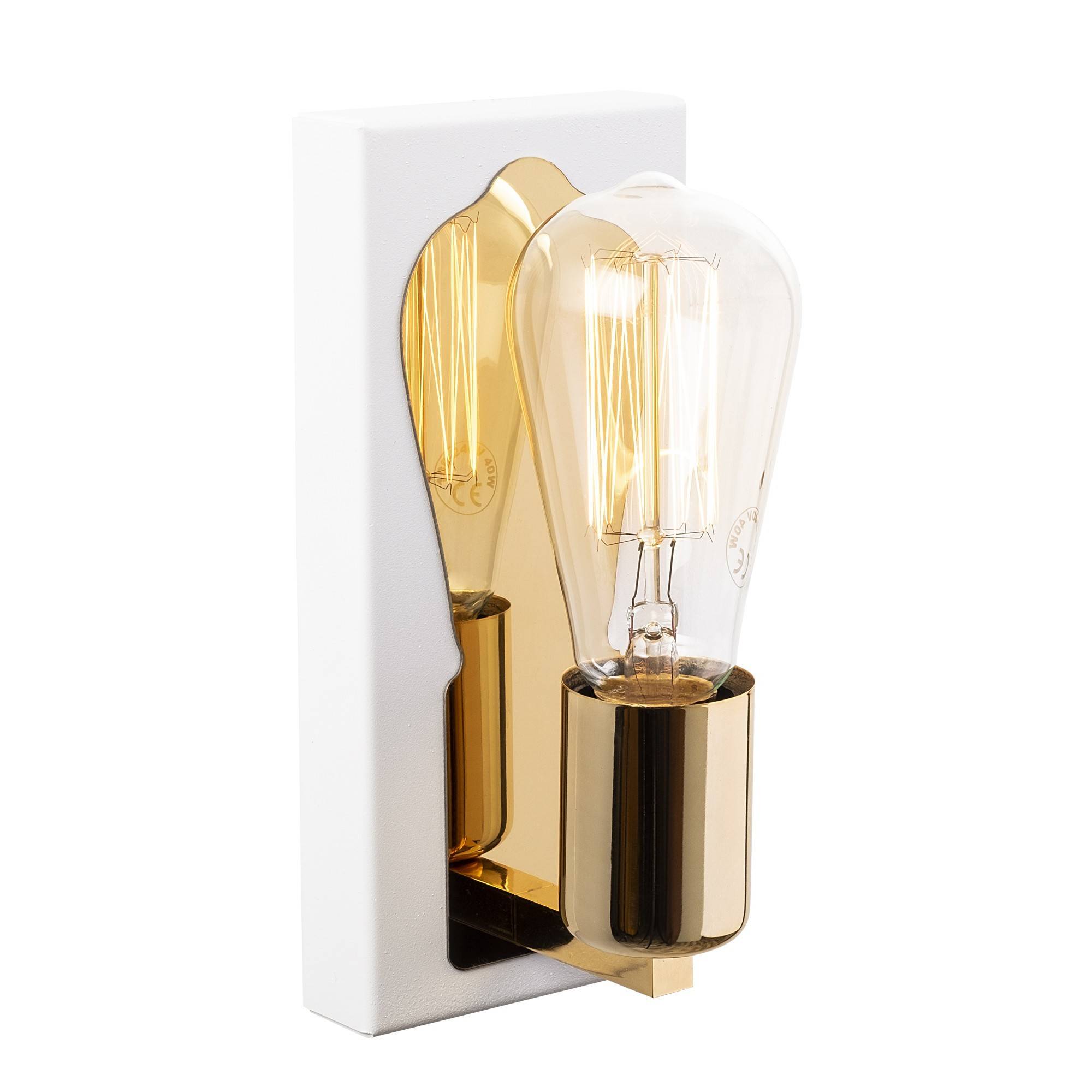 Porta lámpara de pared minimalista Borealis 9 x 10 x 21 cm Metal Oro Blanco