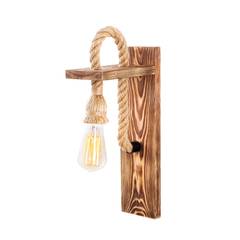 Aplique Norlan H40cm Luz de madera maciza y cuerda beige