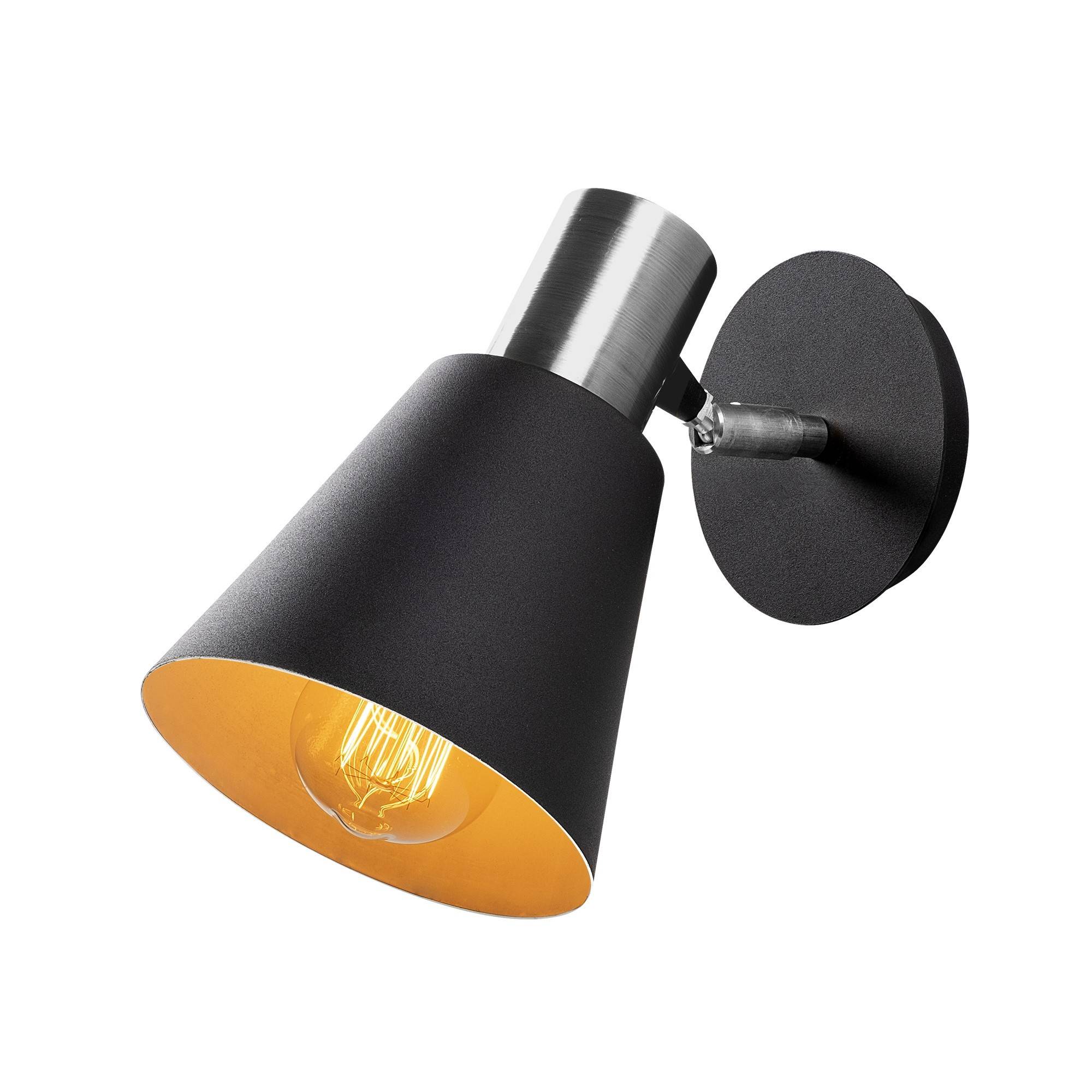 Conix 25 x 14 x 22 cm Zwart Nikkel Metaal Regelbare reflector wandlamp
