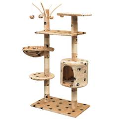 Albero per gatti con tiragraffi Minette 125 cm in legno e Sisal Beige