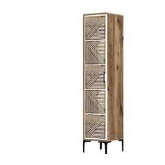 1-deurs kledingkast in industriële stijl Akay B40cm Geometrisch patroon Donker hout en wit