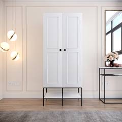 Schrank 2 Türen mit Regal Imperiosus L84cm Metall Schwarz und Holz Weiß