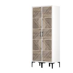 Akay 2-deurs kledingkast met geometrisch patroon in industriële stijl L80cm Wit en donker hout