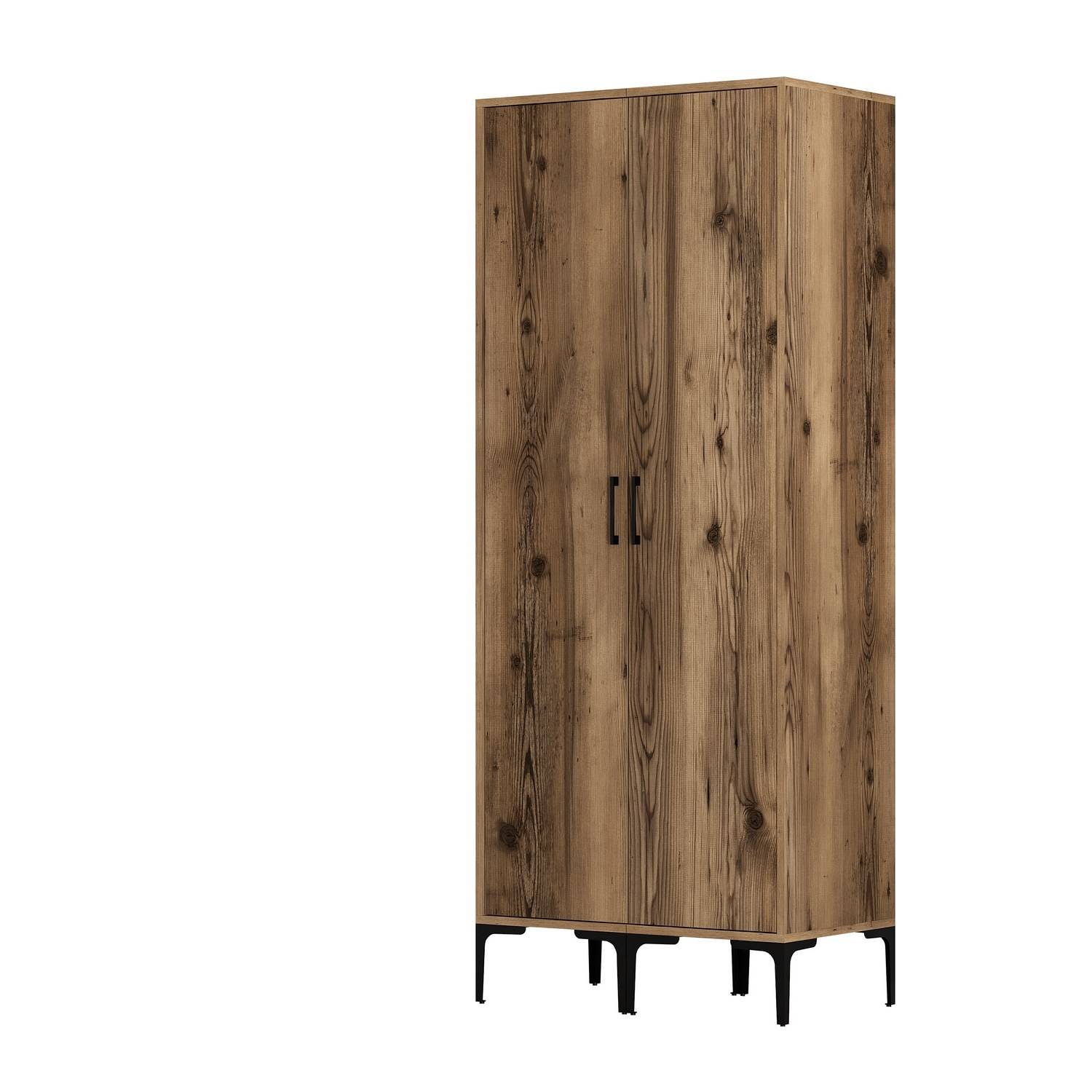 2-deurs kledingkast in industriële stijl Akoy L80cm Donker hout