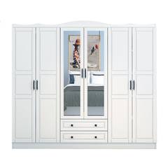 Schrank 6 Türen, 2 Schubladen und 2 Spiegel Zoey L210cm Holz Weiß