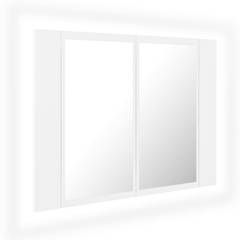 Badezimmer-Spiegelschrank Harel 45x60cm Holz Weiß und LED Mehrfarbig