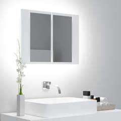 Armoire de salle de bain à miroir Harel 45x60cm Bois Blanc et LED Multicolore