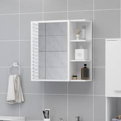 Badezimmerschrank mit Spiegel 3 Regale Mauricette 62,5x64cm Holz Weiß