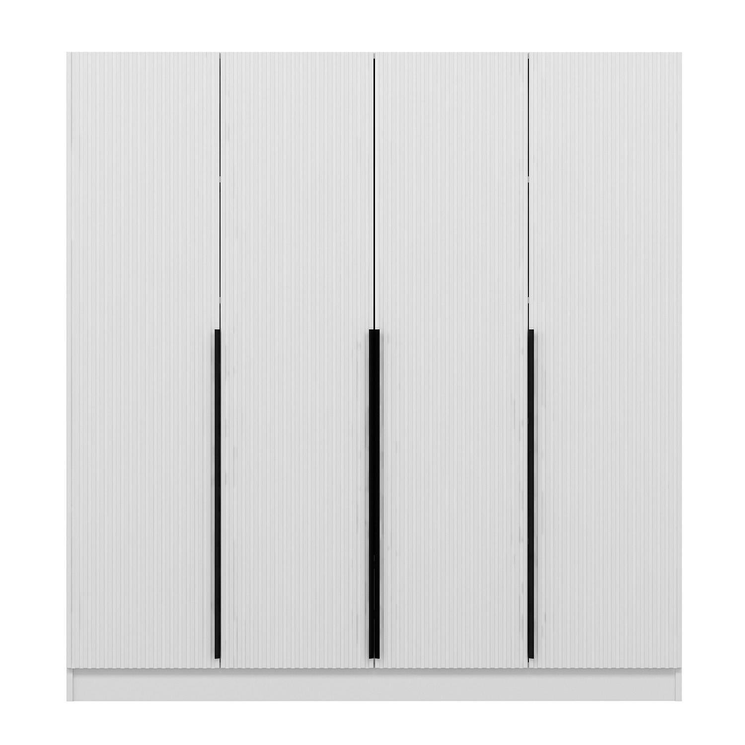 Design Schrank 4 Türen Kanawa L180xH210cm Weiß und Schwarz
