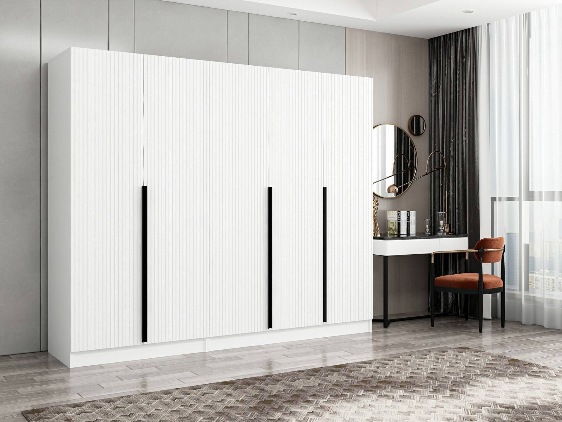 Design-Schrank 5 Türen Kanawa L225xH210cm Weiß und Schwarz
