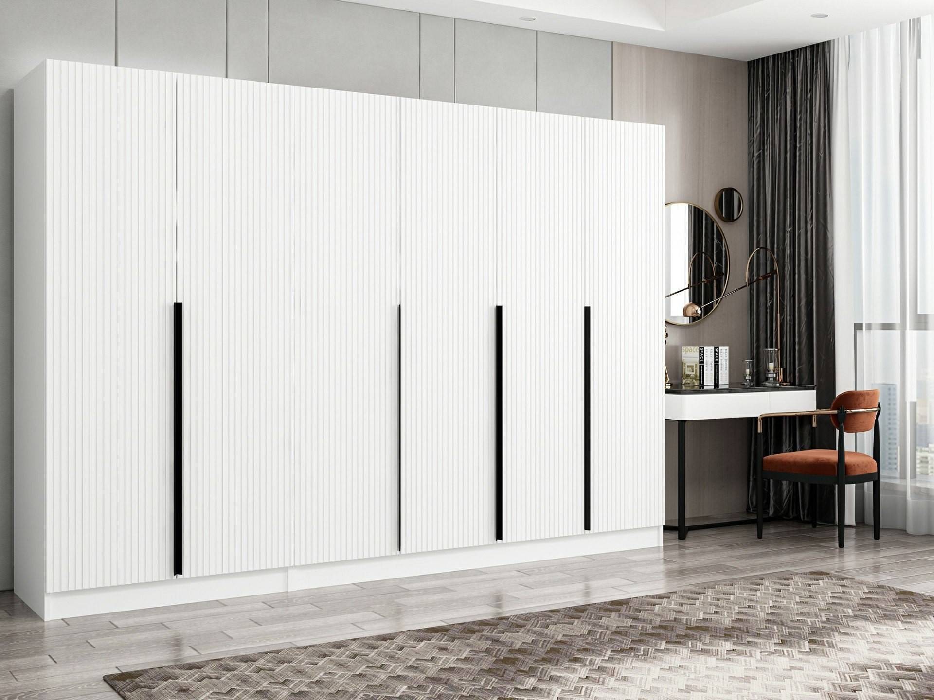 Design Schrank 6 Türen Kanawa L270xH210cm Weiß und Schwarz