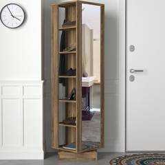 Schwenkbarer Kleiderschrank mit Spiegel Gerzal H180cm Naturholz