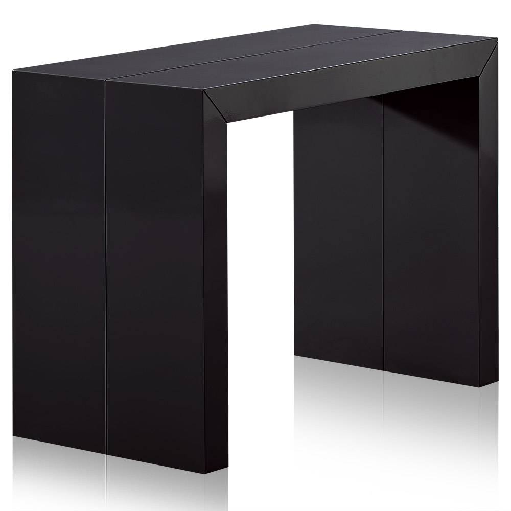 Table Console Extensible, 160, Pour 8 Personnes, Noir Et Chêne - Table  console BUT