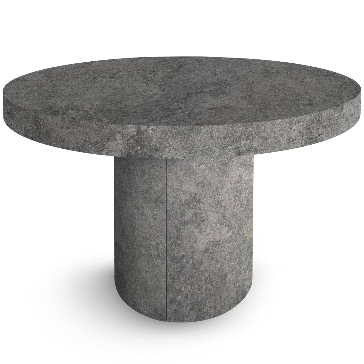 twee baard verteren Suzie uitschuifbare ronde tafel met betoneffect