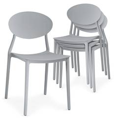Balagan Set mit 4 stapelbaren Stühlen Grau