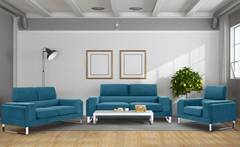 Barth 2-Sitzer Sofa mit Cordbezug Blau
