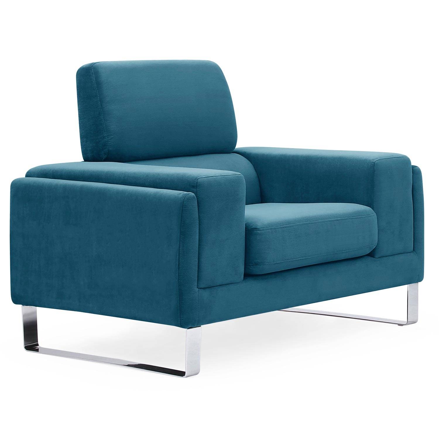 Blauwe Corduroy Barth fauteuil