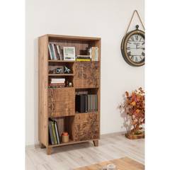 Libreria Casa 80x155 cm in legno motivo floreale marrone