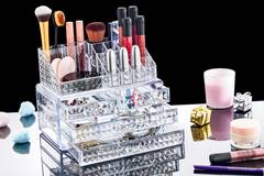 Make-up-Aufbewahrungsbox aus Acryl Martika 4 Schubladen und 16 Raster Transparent Relief Diamant