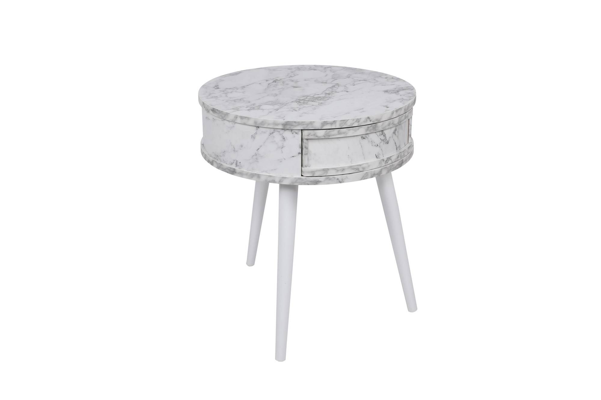 Tavolino Ocypete D51cm Legno effetto marmo Bianco