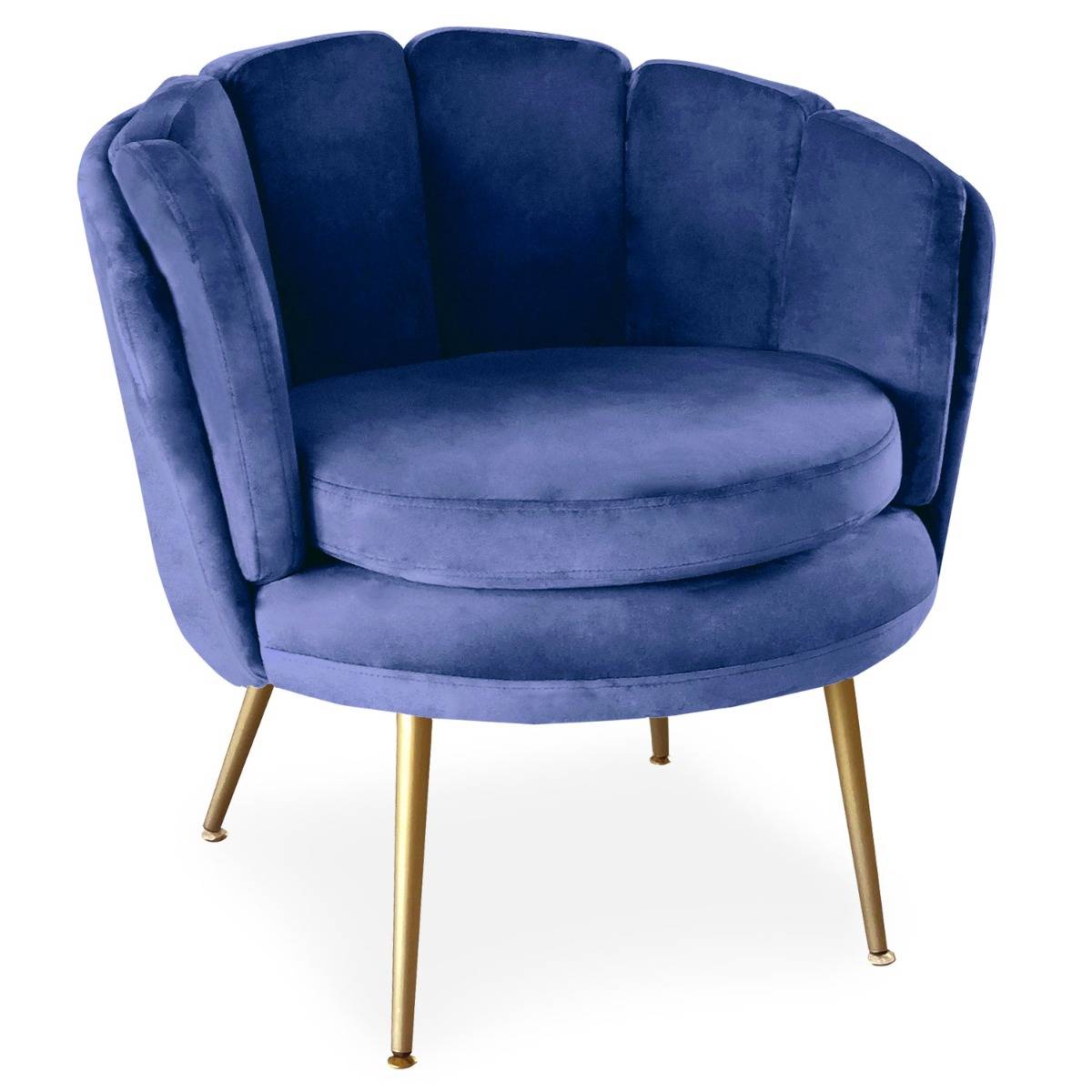 Brenda ronde fauteuil blauw fluweel