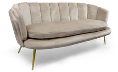 Brenda 3-Sitzer-Sofa mit Samtbezug und goldenen Beinen, Taupe