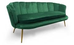 Brenda 3-Sitzer-Sofa mit Samtbezug und goldenen Beinen, Grün