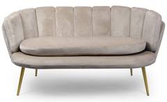 Brenda 2-Sitzer-Sofa mit Samtbezug und goldenen Beinen, Taupe