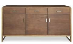 Edgar dressoir met 3 laden en 3 deuren L150cm Bruin hout en goudkleurig metaal