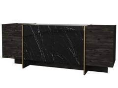 Frisko 4-deurs dressoir 180x75,5cm Donkergrijs en zwart marmer effect hout