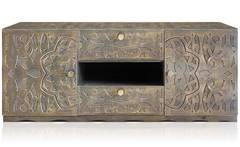 Buffet bois sculpté style oriental 2 portes et 2 tiroirs 160cm Alhambro Bronze