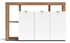 Modernes Sideboard mit 3 Türen B146cm Nexact Weiß und Eiche hell